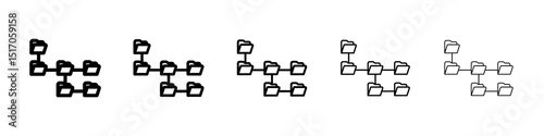 Folder tree icon graphic set. trendy stroke line style