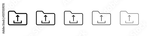 Folder upload icon graphic set. trendy stroke line style