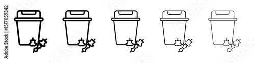 Food waste icon graphic set. trendy stroke line style