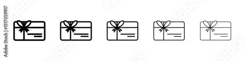 Gift card icon graphic set. trendy stroke line style
