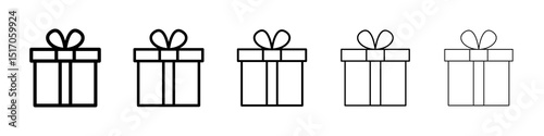 Gift icon graphic set. trendy stroke line style
