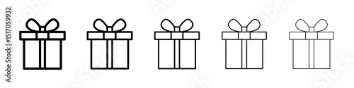 Gift icon graphic set. trendy stroke line style