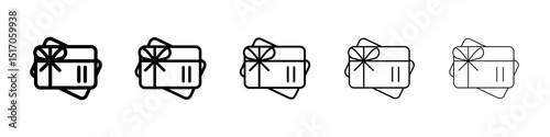 Gift voucher icon graphic set. trendy stroke line style