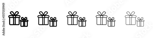 Gifts icon graphic set. trendy stroke line style
