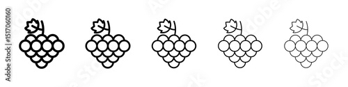 Grapes icon graphic set. trendy stroke line style