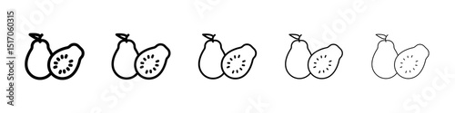 Guava icon graphic set. trendy stroke line style
