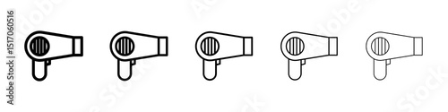 Hair dryer icon graphic set. trendy stroke line style