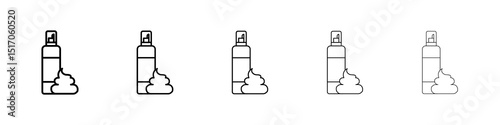Hair mousse icon graphic set. trendy stroke line style
