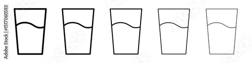 Half Glass icon graphic set. trendy stroke line style