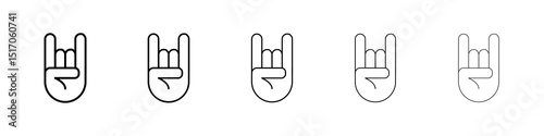 Hand Horns icon graphic set. trendy stroke line style
