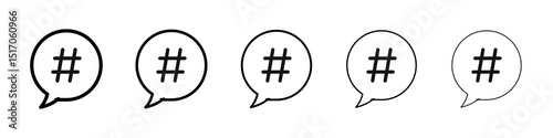 Hashtag icon graphic set. trendy stroke line style