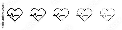 Heartbeat icon graphic set. trendy stroke line style