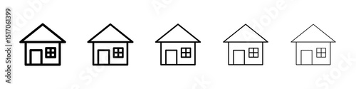 Home icon graphic set. trendy stroke line style