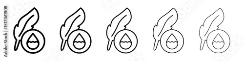Hypoallergenic tested icon graphic set. trendy stroke line style