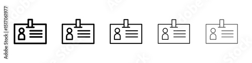 ID badge icon graphic set. trendy stroke line style