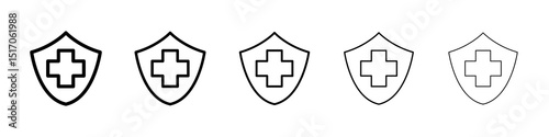 Immune guard icon graphic set. trendy stroke line style