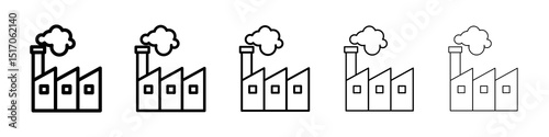 Industry icon graphic set. trendy stroke line style