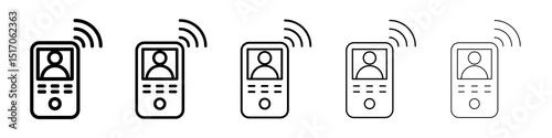 Intercom icon graphic set. trendy stroke line style