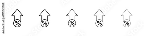 Interest growth icon graphic set. trendy stroke line style