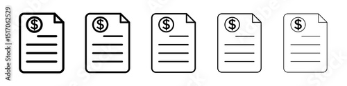 Invoice icon graphic set. trendy stroke line style