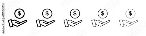 Investment icon graphic set. trendy stroke line style