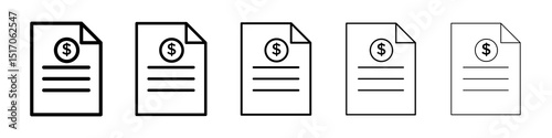 Invoice payment icon graphic set. trendy stroke line style