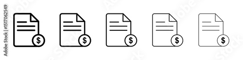 Invoice icon graphic set. trendy stroke line style