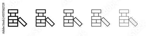 Jenga icon graphic set. trendy stroke line style