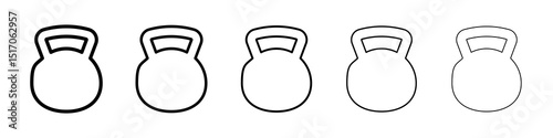 Kettlebell icon graphic set. trendy stroke line style