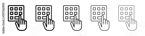Keypad icon graphic set. trendy stroke line style