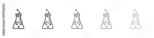 Lab flask icon graphic set. trendy stroke line style