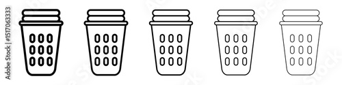 Laundry basket icon graphic set. trendy stroke line style