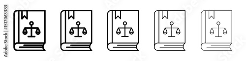 Law book icon graphic set. trendy stroke line style