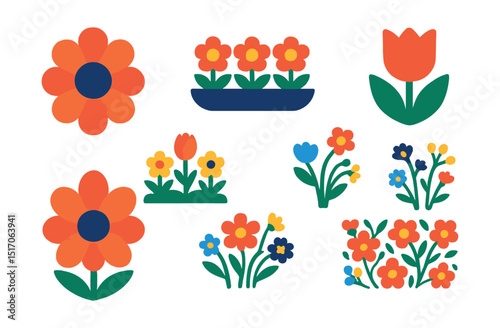 Flat vector icons of storage and organization: drawer units, wall shelf, storage box, labeled bins, closet organizer, underbed box, foldable rack, modular shelf.