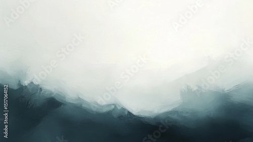 Serene abstract landscape painting. Soft, muted blues and grays create a dreamy, misty atmosphere. Perfect for home decor or meditation.