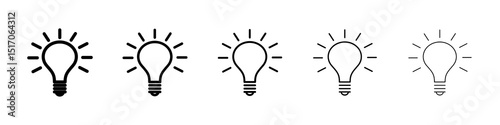 Light bulb icon graphic set. trendy stroke line style