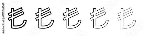 Lira sign icon graphic set. trendy stroke line style