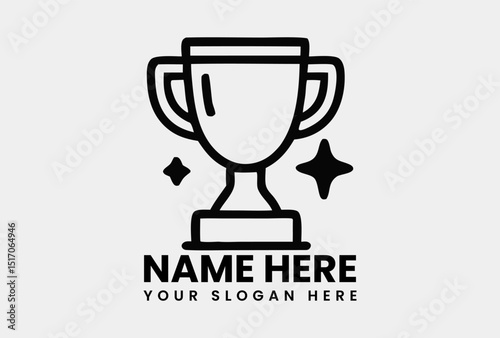 Shining trophy icon with multiple star-shaped sparkles representing victory and excellence. Achievement and recognition concept
