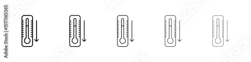 Low Temperature icon graphic set. trendy stroke line style