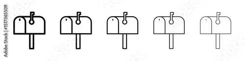 Mailbox icon graphic set. trendy stroke line style