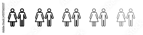 Man and woman icon graphic set. trendy stroke line style
