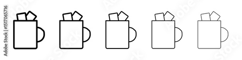 Marshmallows Mug icon graphic set. trendy stroke line style