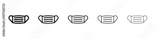 Mask face icon graphic set. trendy stroke line style