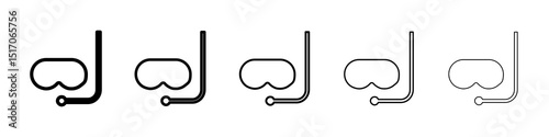 Mask snorkel icon graphic set. trendy stroke line style