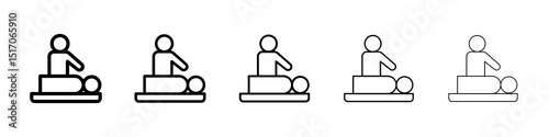 Massage icon graphic set. trendy stroke line style
