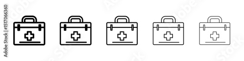 Medical aid kit icon graphic set. trendy stroke line style