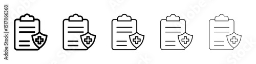 Medical insurance icon graphic set. trendy stroke line style