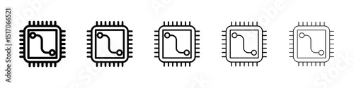 Microchip icon graphic set. trendy stroke line style
