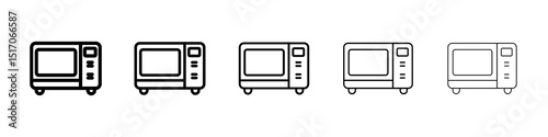 Microwave icon graphic set. trendy stroke line style