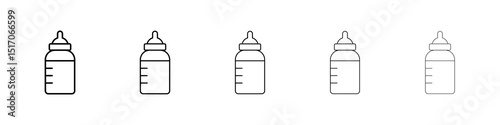 Milk bottle icon graphic set. trendy stroke line style